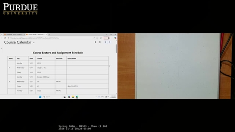 Thumbnail for Spring 2026 - MA303 - Chen (8:30)