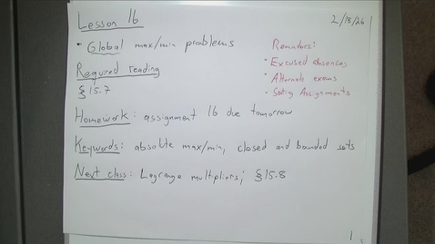 Thumbnail for Spring 2026 - MA261 - Samperton (4:30)