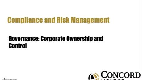 Thumbnail for Governance:  Corporate Ownership and Control