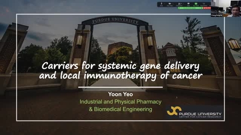 Thumbnail for entry PCCR Disccovery to Translation: Dr. Yoon Yeo, &quot;“Carriers for systemic gene delivery and local immunotherapy of cancer.&quot;