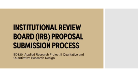 Thumbnail for ED820 IRB Process