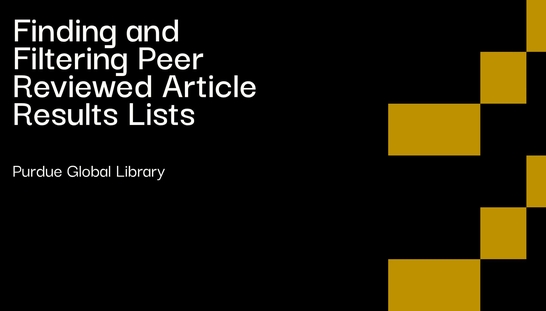Finding and Filtering Peer Reviewed Article Results Lists