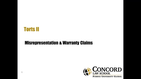 Thumbnail for Misrepresentation and Warranty Claims