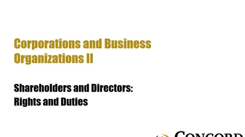 Thumbnail for Shareholders and Directors: Rights and Duties