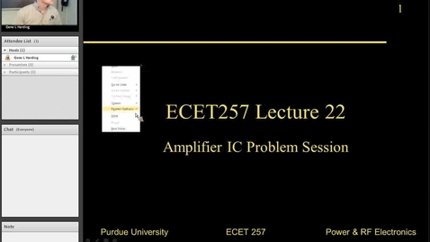 Thumbnail for ECET257 Lecture 22, Pwr Amp IC Prob Sess, Sp13_0