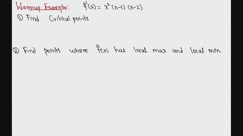 Thumbnail for entry Spring 2024 - MA261 - Sunkula (Lesson15 - Max and Min Problems - Part 1)