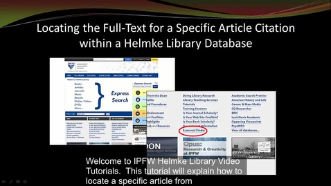 Thumbnail for entry Finding a Citation with E-Journal Finder - captioned.mp4