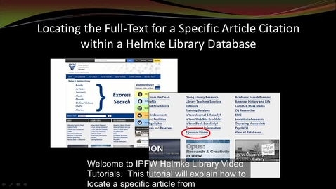 Thumbnail for Finding a Citation with E-Journal Finder - captioned.mp4