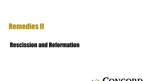 Thumbnail for Rescission and Reformation