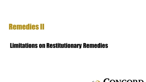 Thumbnail for Limitations on Restitutionary Remedies