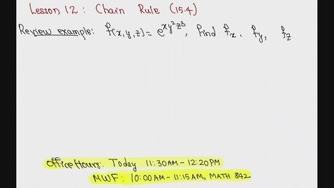 Thumbnail for entry Spring 2024 - MA261 - Sunkula (Lesson12 - Chain Rule)